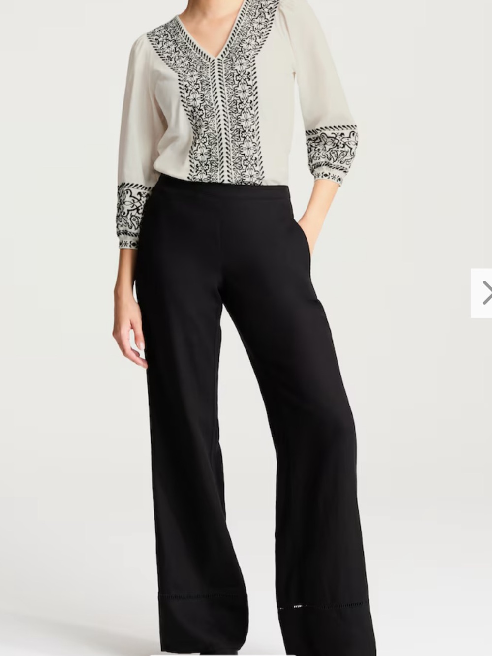 J. Jill Black Wide-Leg Pull-On Pants